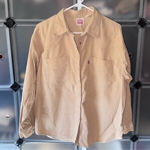 Levi’s Corduroy Long Sleeve Relaxed Western Shirt in Beige Women’s L